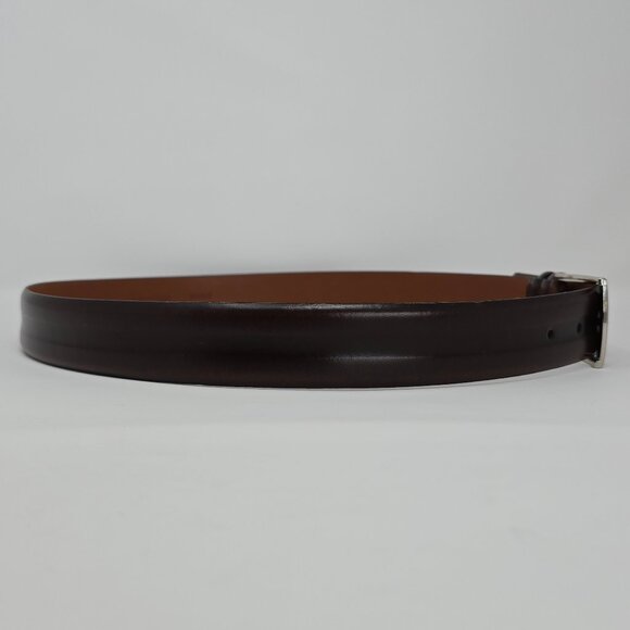 Boconi Men’s Brown Leather Belt Size 36 Classic Silver Buckle Office Casual - Picture 7 of 12